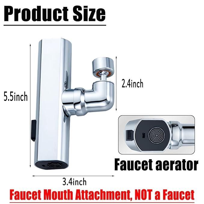 3-in-1 Stainless Steel Kitchen Faucet: 360° Waterfall Spout, Universal Swivel, Strong Sprayer Shower - KronicKart